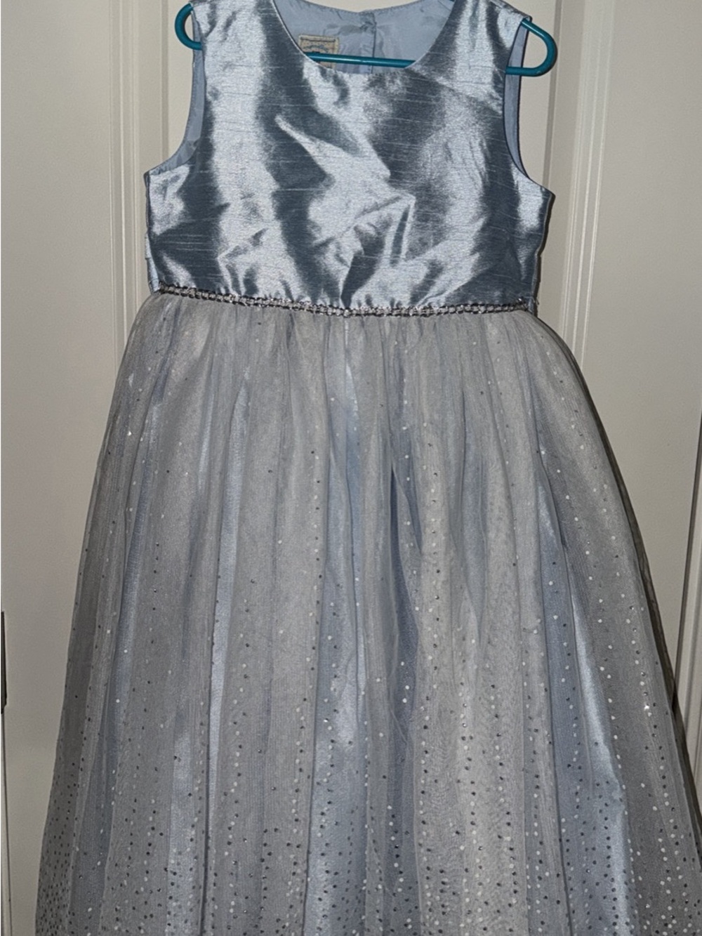Girls Light Blue Sparkle Tulle Party Dress